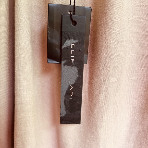 Elie Tahari Tiered Linen-Blend Midi Dress Baige Sundress Size M - Picture 12 of 16